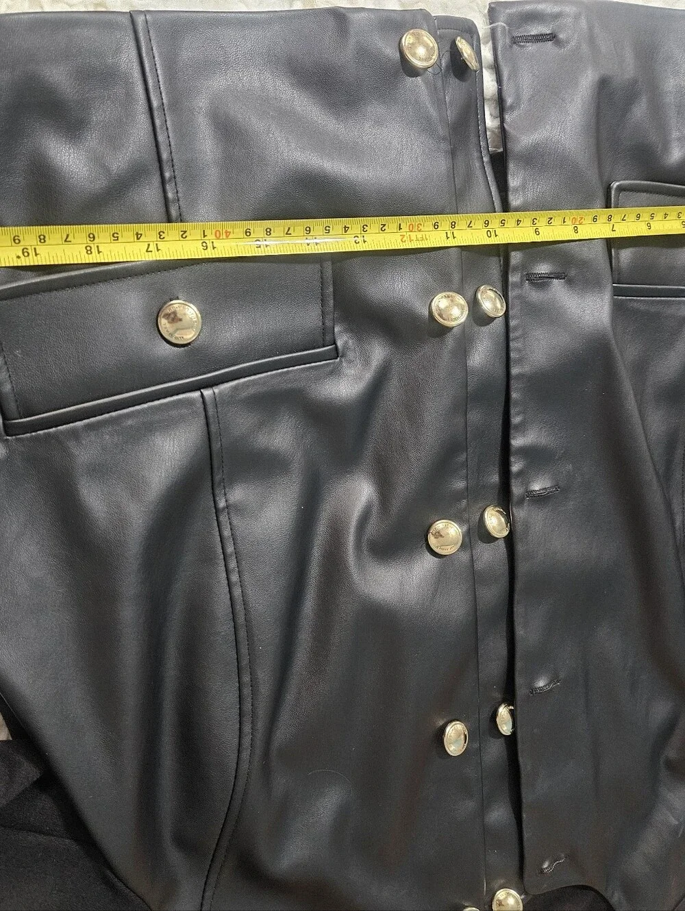 Michael Kors Black Faux Leather & Knit Sleeve Military-Style Jacket